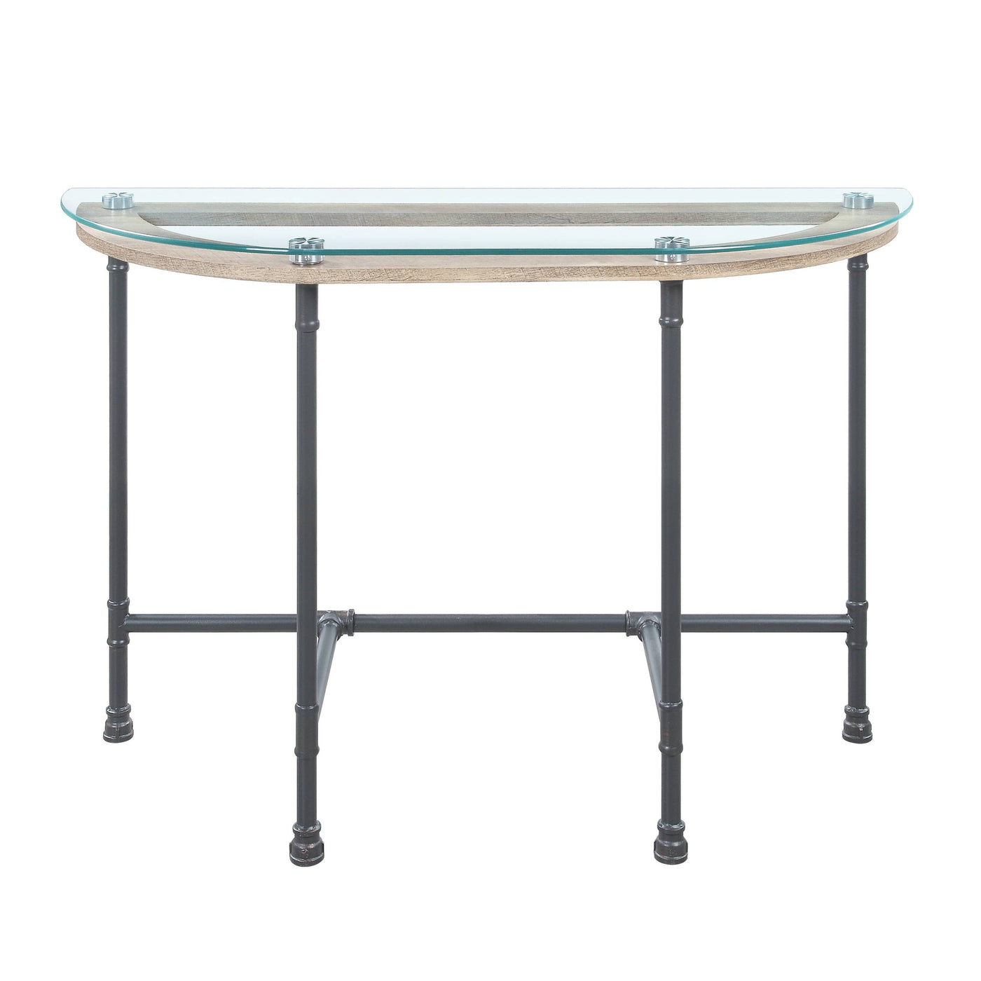 Brantley Clear Glass & Sandy Gray Finish Sofa Table