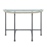 Brantley Clear Glass & Sandy Gray Finish Sofa Table