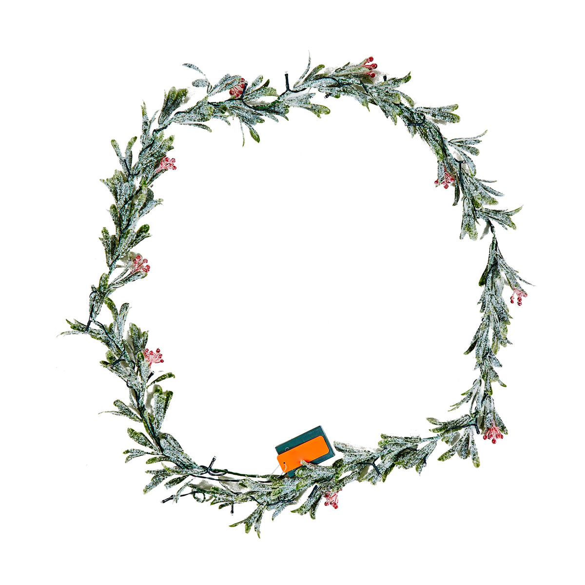 6.6Ft Christmas Garland with Vines Berries Olive Leaves and Light String