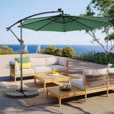 10ft Solar LED Offset Hanging Patio Umbrella Dark Green