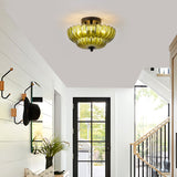 Semi Flush Mount Ceiling Light, Green Glass Ceiling Light Fixture