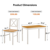 Solid Wood Dining Set Ancient White