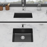 Quartz Kitchen Sink - 21" x 18" x 9.65" Black granite composite undermount bar