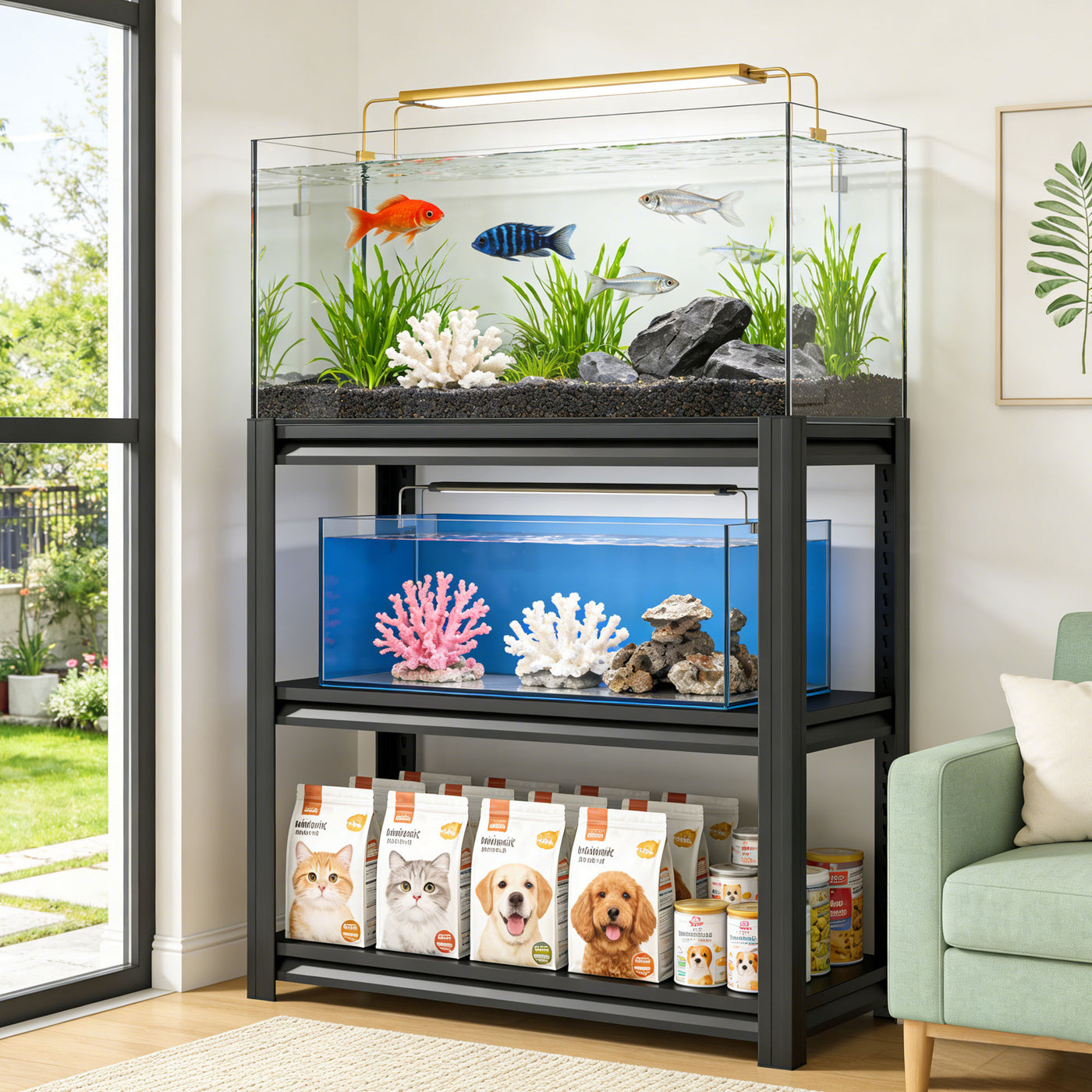30-40 Gallon Aquarium Stand Metal 3-Tier Shelf Rack