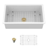 32"x19"x10" Undermount Single Bowl Fireclay Kitchen Sink