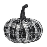 Set of 2, 7x7x7' Fabric Light Black White Plaid Pumpkin, for Holiday Halloween D