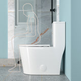 Ceramic One Piece Toilet for Bathroom, 12-inch Rough-In, 1.1/1.6 GPF