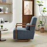 Linen Accent Chair Swivel Blue