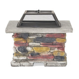 28' Outdoor Wood Burning Magnesium Oxide Fire Pit with Lid, Stone Gray