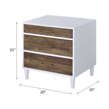 Accent Table - White & Weathered Oak - 3 Drawers - Tapered Legs