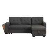 Linen Chaise Sofa Dark Gray 92"