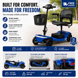 4-Wheel Mobility Scooter 300lb Capacity 15.5 Mile LED Basket USB