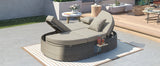 Outdoor Reclining Daybed Rattan Gray 3-Position Adjustable