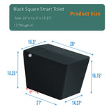 Black Square Smart Toilet with Built-in Tank for Bathroom, Remote Control