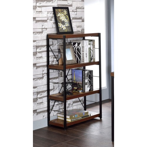 Bookshelf - Wood & Metal - Weathered Oak & Black - 4 Shelves