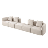Sofa L-Shape Modular Velvet Beige 4-Seat Pocket Spring 118in
