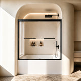 Tempered Glass Double Sliding Shower Door 56-60"W x 60"H