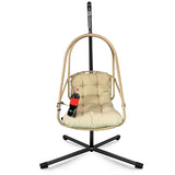 Wicker Rattan Hanging Egg Chair with Stand Indoor Outdoor