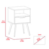 Four-Leg Nightstand with Drawer and Open Shelf, 20.9" Top