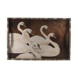 Brown MDF Side Table with Swan Motif Iron Base 23.5x15.5x24