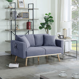 Dark Gray Linen Loveseat 56.5"W USB Charging Ports Pillows