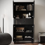 64.5'' Tall Accent 4Door Cabinet, Hollow Sideboard Buffet Cabinet