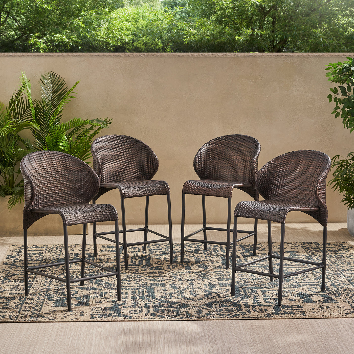 Rattan Counter Stools, Set of 4