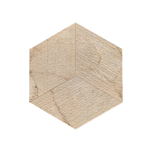 Hexagon Gold Beige Yellow Marble Tiles 12pc Box 3D Fluted