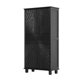 64.5'' Tall Accent 4Door Cabinet, Hollow Sideboard Buffet Cabinet