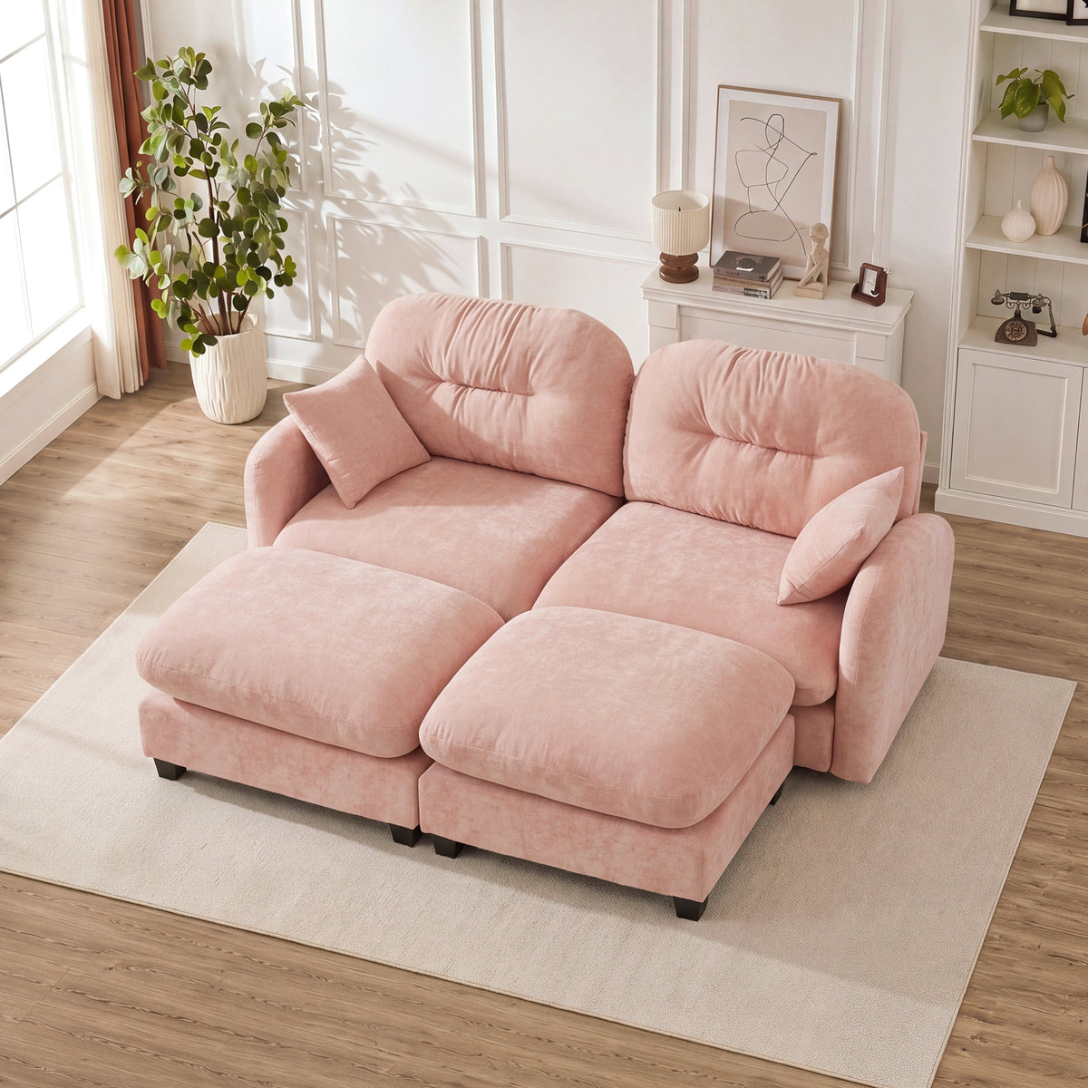 Chenille Loveseat Pink