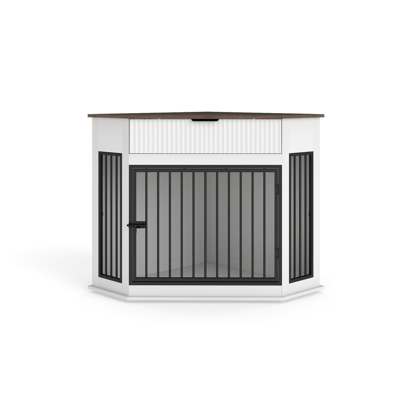 44.6" Corner MDF Dog Crate Furniture Cabinet White