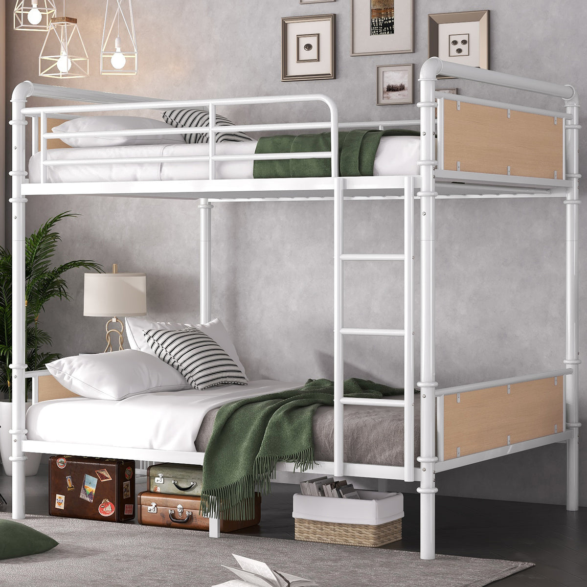 Twin XL Metal Bunk Bed White