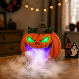 Halloween Pumpkin Monster Mist Maker, LED Light Up Fogger Figurine