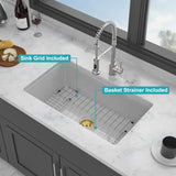 32"x19"x10" Undermount Single Bowl Fireclay Kitchen Sink