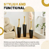 3-Piece Modern Floor Vase Set, Handcrafted Metal, 27.56" 31.5" 35.43" Tall
