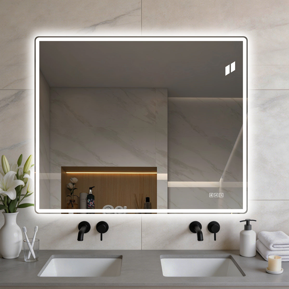 30" x 36" Frameless Front-Lit LED Bathroom Mirror with Anti-Fog