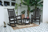 Outdoor Rocking Chair Set Plastic Gray 3 Piece with Side Table 380 LB