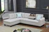 Linen Sectional Sofa with Chaise Light Gray 98"
