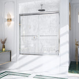 56"-60"W*60" H Semi-Frameless Double Sliding Shower Door, Bypass Shower Door
