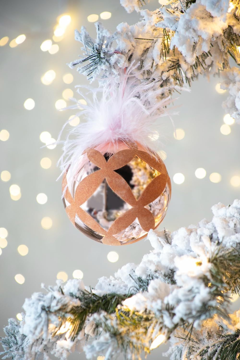 Glass Christmas Ball Ornaments Set of 4, 4.7" Hanging Decorations