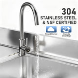 304 Stainless Steel Outdoor Utility Sink with Workbench & Storage Shelf