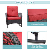 3 Pieces Conversation Set, Outdoor Wicker Rocker Patio Bistro Set, Rocking