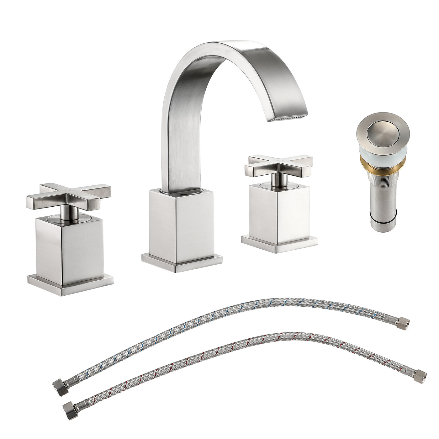 Matte Black 2 Handle Widespread Bathroom Faucet with Pop Up Drain