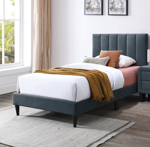 Twin Size Channel Tufted Bed Frame Charcoal