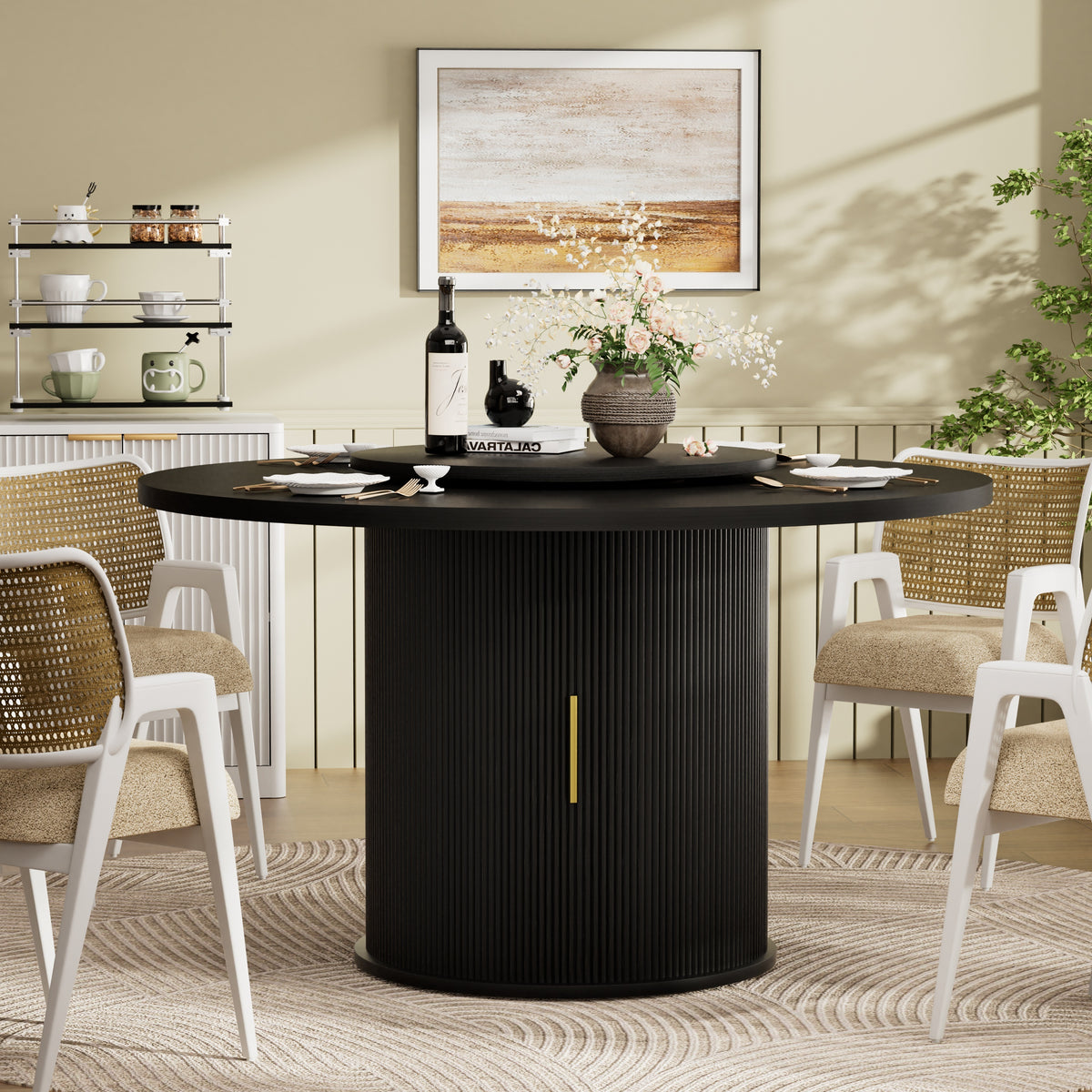 Engineered Wood Dining Table Black 44"