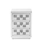 Accent Table - Mirrored With Faux Diamonds - 3 Drawers