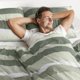 Comforter Set 3-Piece - Striped Textured Print, Sage, King/Cal King