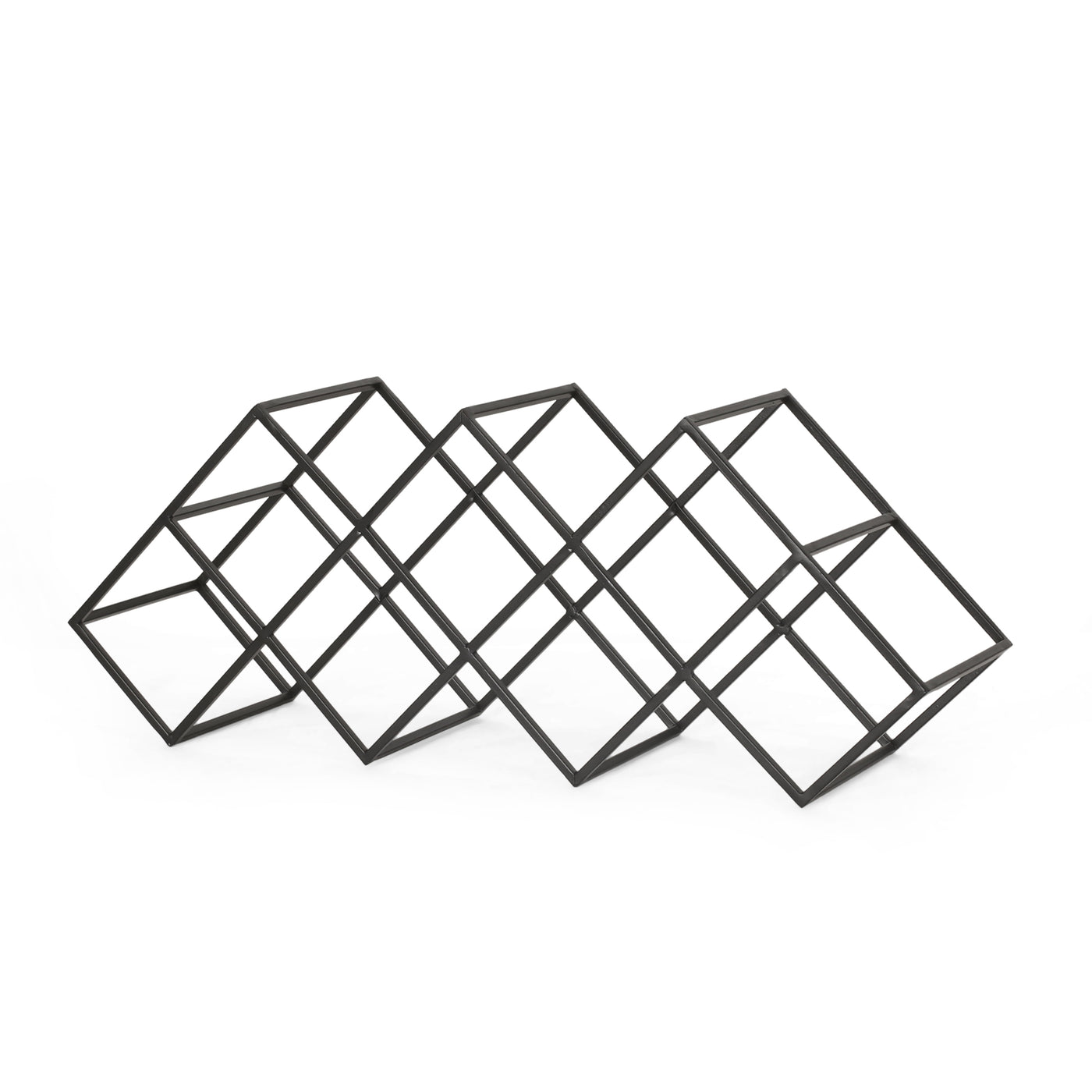 Modern Industrial 7 Bottle Wine Rack Black Iron