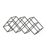 Modern Industrial 7 Bottle Wine Rack Black Iron
