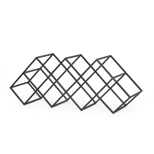 Modern Industrial 7 Bottle Wine Rack Black Iron